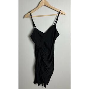 Free People Black Ruched Slip Dress Adjustable Spaghetti Straps Size Small Wm’s